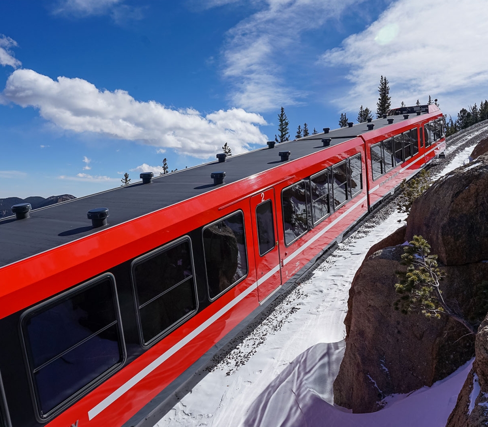 A Train On A Snowy Mountain