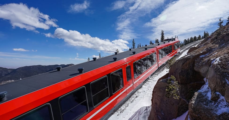A Train On A Snowy Mountain